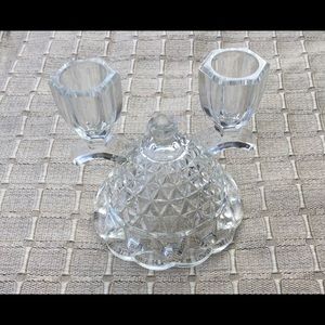Clear Glass Double Taper Candle Holder